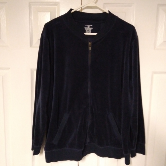Jones New York Tops - Velour Jacket Navy Jones New York